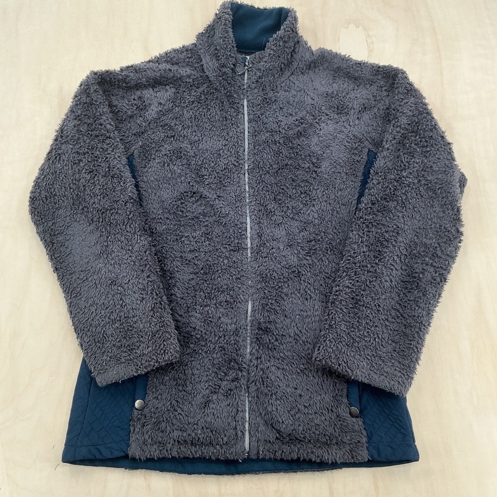 Horseware Ireland Fleece Jacket Womens XL Gray Blue Full Zip Quilted Sherpa Cozy